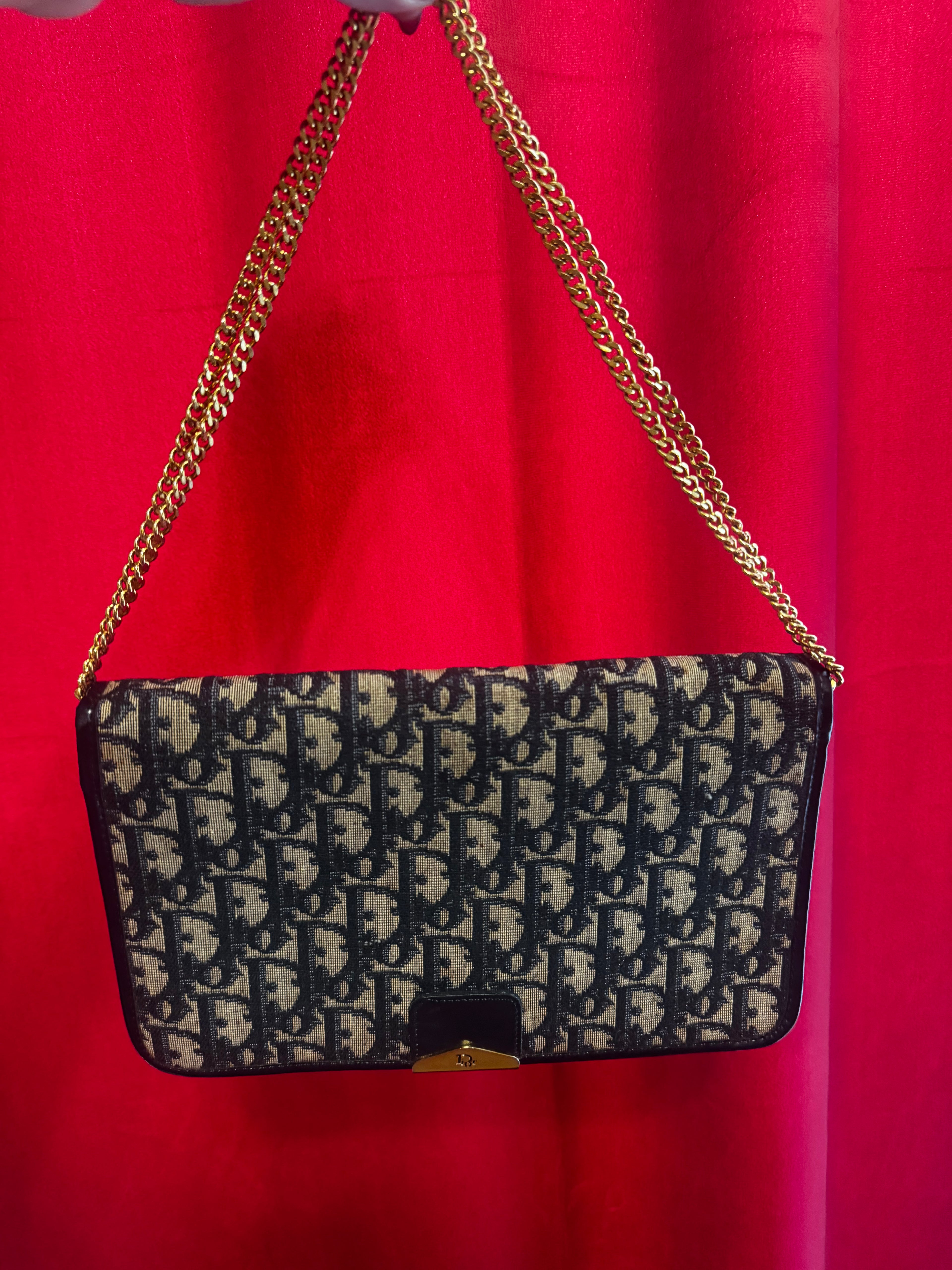 Vintage Dior Monogram Chain Shoulder Bag - RARE Galliano Era Piece