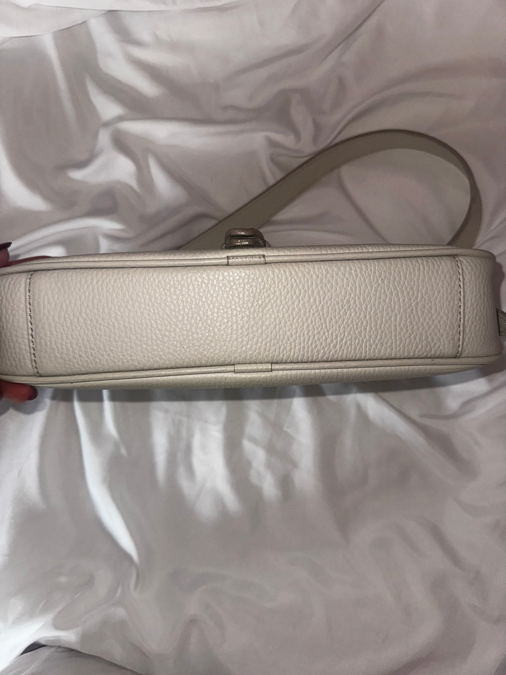 Burberry White Pebbled Leather Flap Shoulder Bag