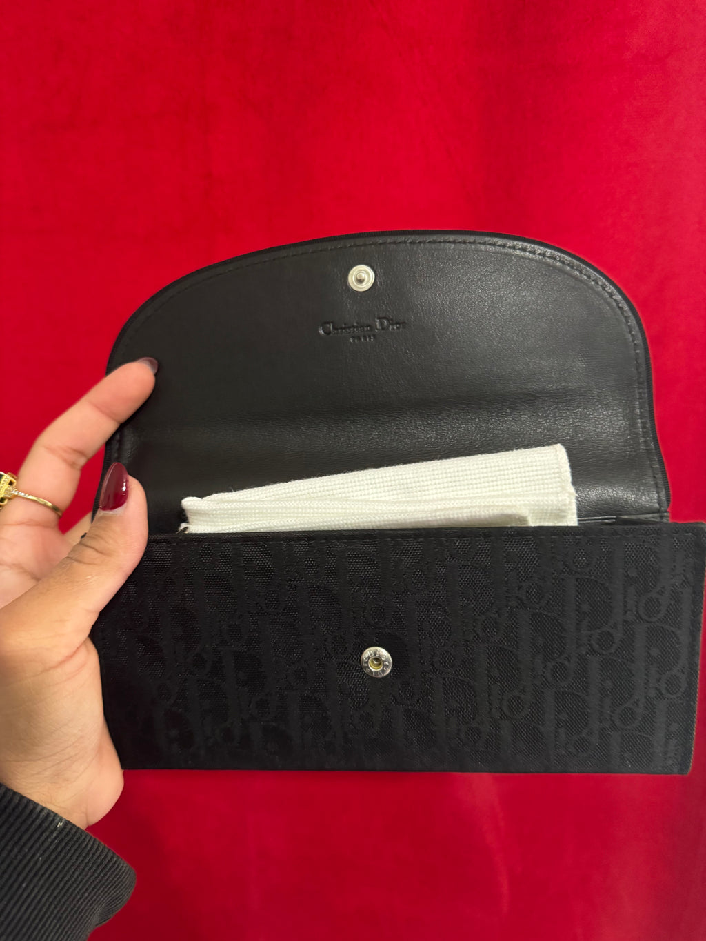 Vintage Dior Trotter Canvas Wallet Clutch in Black