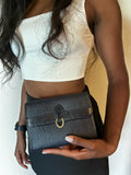 Vintage Dior Oblique Canvas Flap Clutch in Blue