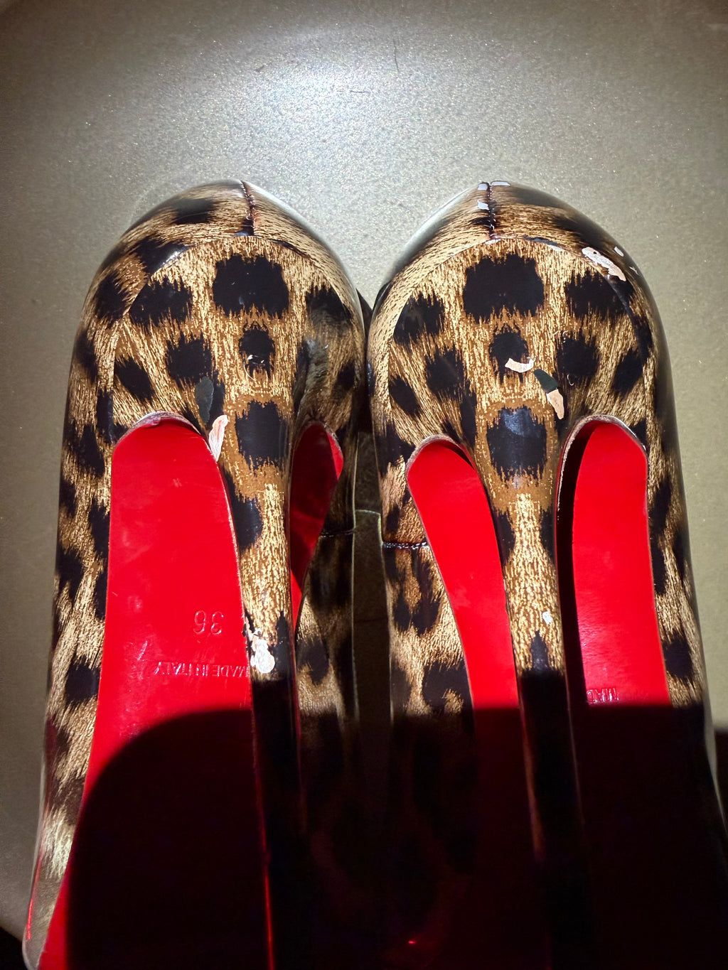 Christian Louboutin Leopard & White D’Orsay Heels