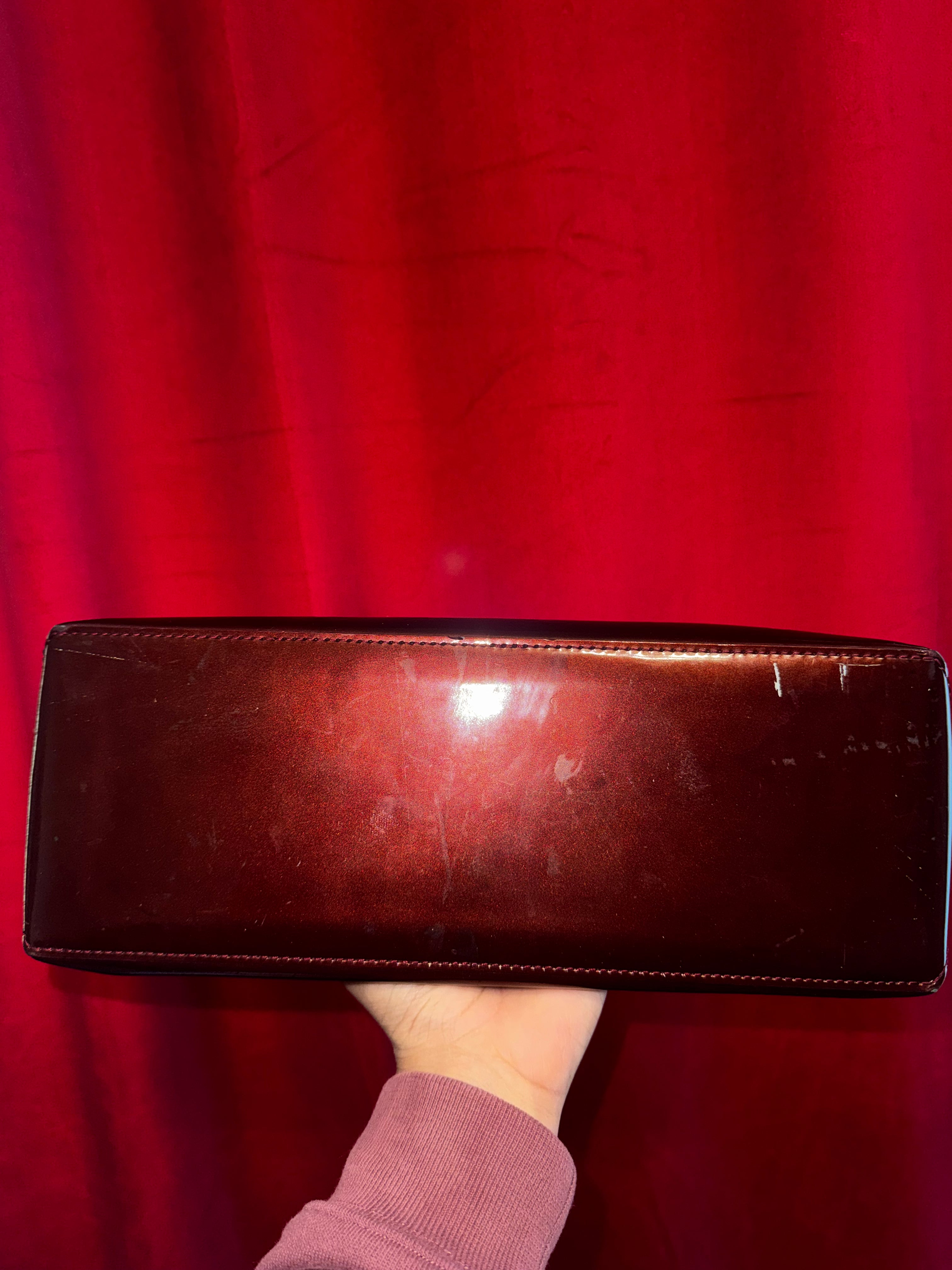 Louis Vuitton Monogram Vernis Tote PM in Metallic Burgundy