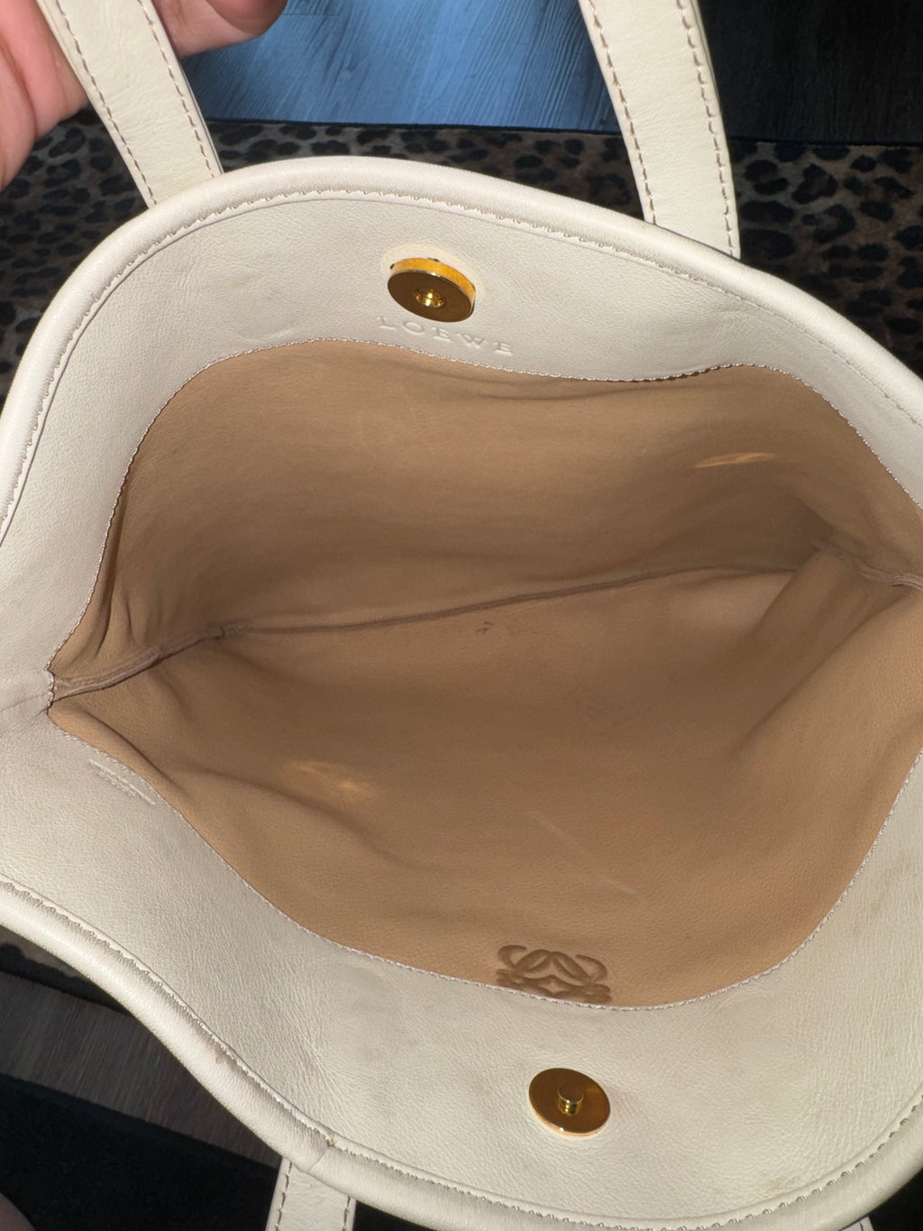 Vintage Loewe Suede Anagram Tote – Tan/Cream