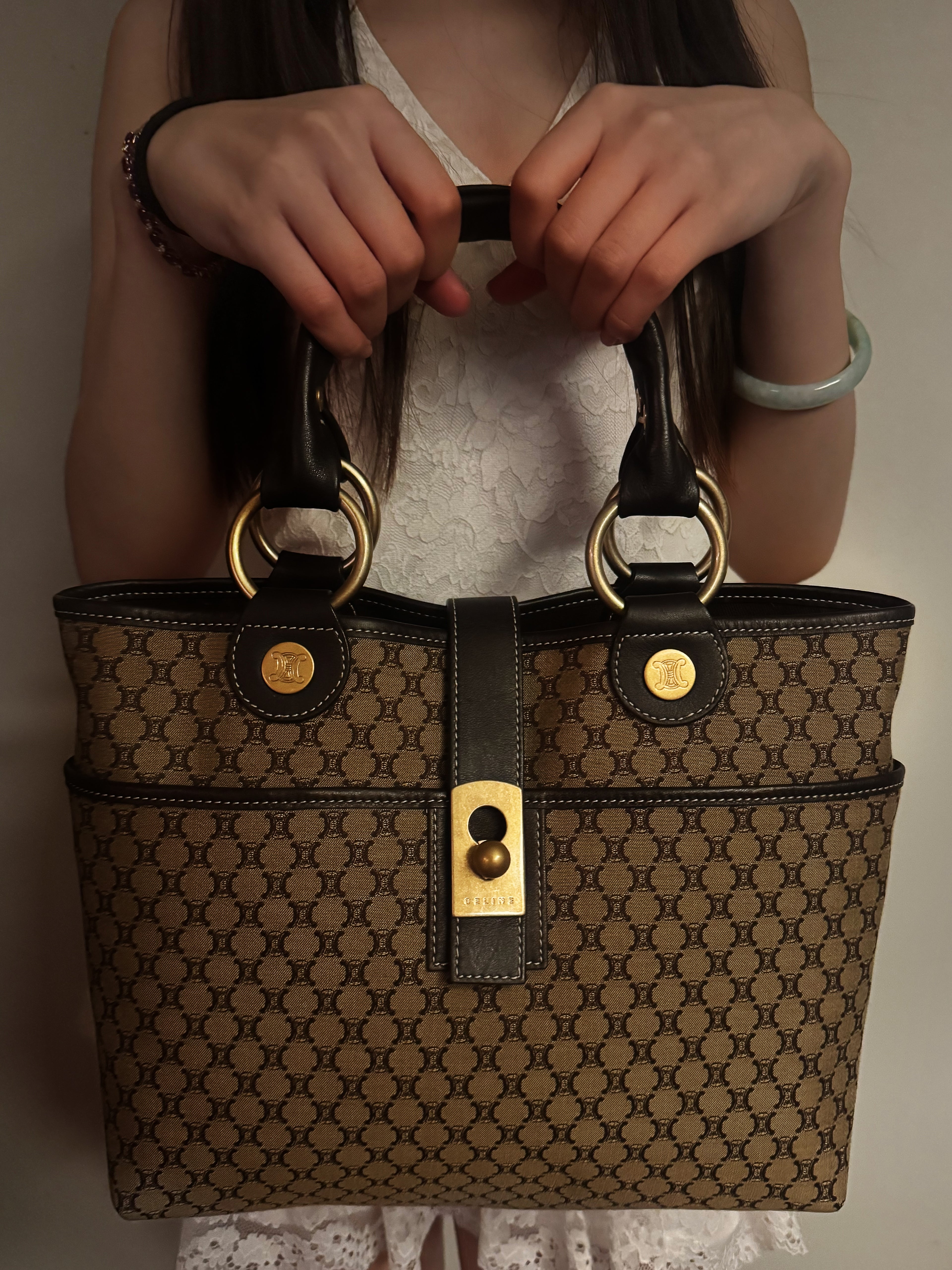 Vintage Celine Macadam Canvas Tote – Brown