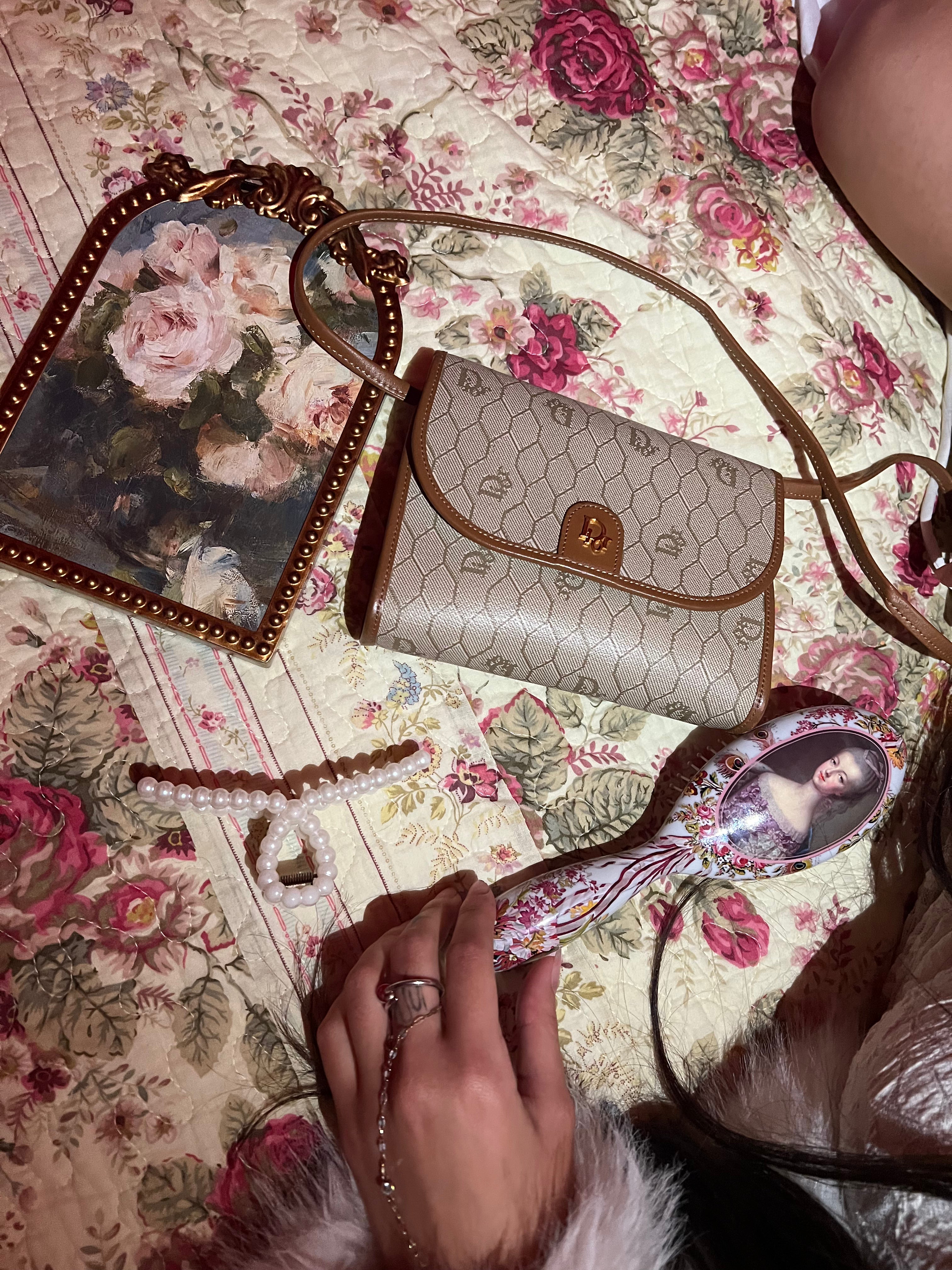 John Galliano Era - Vintage Dior Honeycomb Canvas Crossbody Bag in Cream